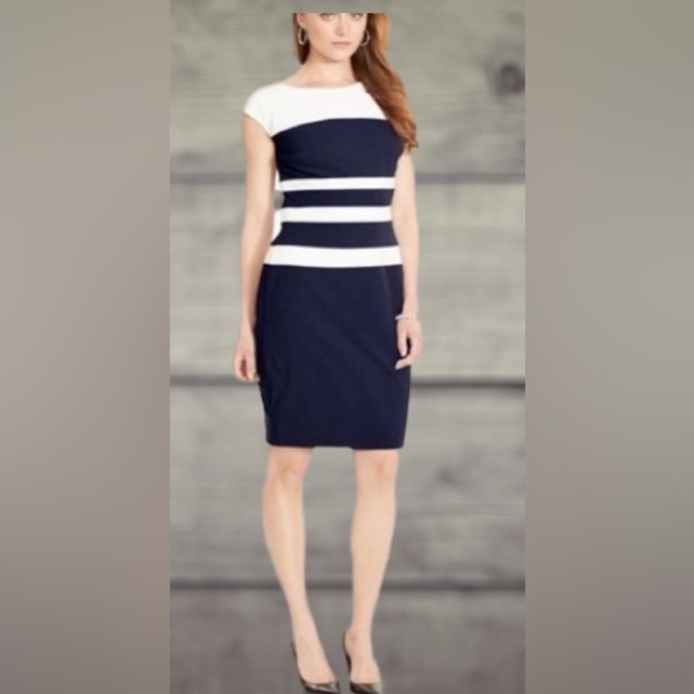Ralph Lauren Navy and White Knee Length Dress.